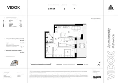 3 pokoje, mieszkanie 61,46 m², piętro 7, oferta nr B.M.64, VIDOK Apartamenty, Katowice, Śródmieście, ul. Kozielska