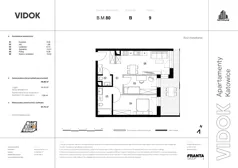 3 pokoje, mieszkanie 65,42 m², piętro 9, oferta nr B.M.80, VIDOK Apartamenty, Katowice, Śródmieście, ul. Kozielska