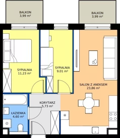 3 pokoje, mieszkanie 54,43 m², piętro 1, oferta nr M62, Bulwary Nideckiego, Oświęcim, ul. Andrzeja Nideckiego