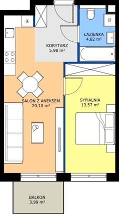 2 pokoje, mieszkanie 44,47 m², piętro 1, oferta nr M17, Bulwary Nideckiego, Oświęcim, ul. Andrzeja Nideckiego