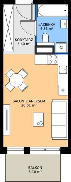 1 pokój, mieszkanie 30,84 m², piętro 2, oferta nr M80, Bulwary Nideckiego, Oświęcim, ul. Andrzeja Nideckiego