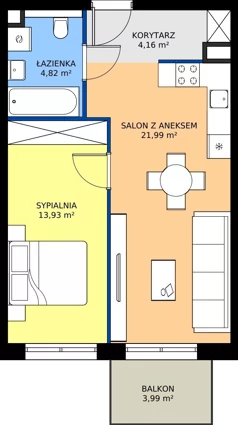 2 pokoje, mieszkanie 44,90 m², piętro 2, oferta nr M82, Bulwary Nideckiego, Oświęcim, ul. Andrzeja Nideckiego