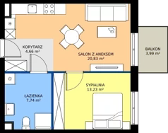 2 pokoje, mieszkanie 46,46 m², piętro 1, oferta nr M101NP, Bulwary Nideckiego, Oświęcim, ul. Andrzeja Nideckiego