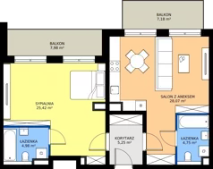 2 pokoje, mieszkanie 68,47 m², piętro 1, oferta nr M61, Bulwary Nideckiego, Oświęcim, ul. Andrzeja Nideckiego