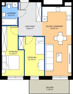 3 pokoje, mieszkanie 62,13 m², piętro 1, oferta nr M21, Bulwary Nideckiego, Oświęcim, ul. Andrzeja Nideckiego