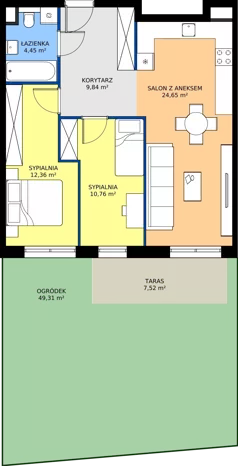3 pokoje, mieszkanie 62,13 m², piętro 1, oferta nr M21, Bulwary Nideckiego, Oświęcim, ul. Andrzeja Nideckiego