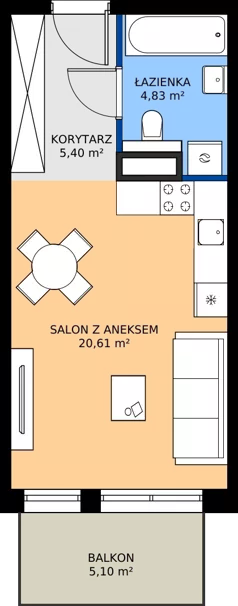 1 pokój, mieszkanie 30,84 m², piętro 1, oferta nr M67, Bulwary Nideckiego, Oświęcim, ul. Andrzeja Nideckiego