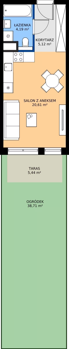1 pokój, mieszkanie 29,92 m², piętro 1, oferta nr M68, Bulwary Nideckiego, Oświęcim, ul. Andrzeja Nideckiego
