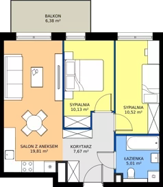 3 pokoje, mieszkanie 53,14 m², piętro 1, oferta nr M24, Bulwary Nideckiego, Oświęcim, ul. Andrzeja Nideckiego