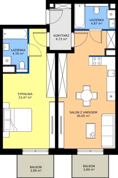 2 pokoje, mieszkanie 68,01 m², piętro 1, oferta nr M63, Bulwary Nideckiego, Oświęcim, ul. Andrzeja Nideckiego