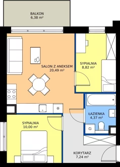 3 pokoje, mieszkanie 50,92 m², piętro 2, oferta nr M110, Bulwary Nideckiego, Oświęcim, ul. Andrzeja Nideckiego