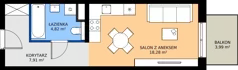 1 pokój, mieszkanie 31,01 m², piętro 1, oferta nr M106, Bulwary Nideckiego, Oświęcim, ul. Andrzeja Nideckiego