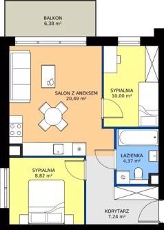 3 pokoje, mieszkanie 50,92 m², piętro 1, oferta nr M103, Bulwary Nideckiego, Oświęcim, ul. Andrzeja Nideckiego