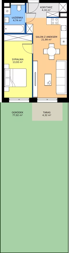 2 pokoje, mieszkanie 43,62 m², piętro 1, oferta nr M18, Bulwary Nideckiego, Oświęcim, ul. Andrzeja Nideckiego