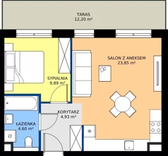 2 pokoje, mieszkanie 43,27 m², piętro 3, oferta nr M87, Bulwary Nideckiego, Oświęcim, ul. Andrzeja Nideckiego