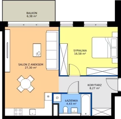 2 pokoje, mieszkanie 56,58 m², piętro 3, oferta nr M117, Bulwary Nideckiego, Oświęcim, ul. Andrzeja Nideckiego