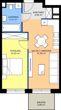 2 pokoje, mieszkanie 43,62 m², piętro 2, oferta nr M31, Bulwary Nideckiego, Oświęcim, ul. Andrzeja Nideckiego