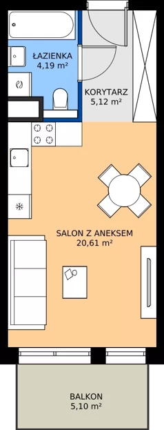 1 pokój, mieszkanie 29,92 m², piętro 1, oferta nr M68, Bulwary Nideckiego, Oświęcim, ul. Andrzeja Nideckiego