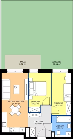 3 pokoje, mieszkanie 53,14 m², piętro 1, oferta nr M24, Bulwary Nideckiego, Oświęcim, ul. Andrzeja Nideckiego