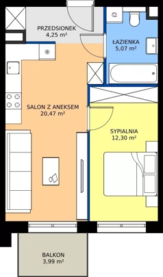 2 pokoje, mieszkanie 42,09 m², piętro 2, oferta nr M79, Bulwary Nideckiego, Oświęcim, ul. Andrzeja Nideckiego