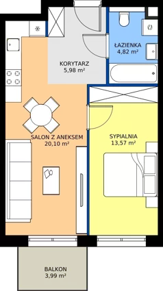 2 pokoje, mieszkanie 44,47 m², piętro 2, oferta nr M30, Bulwary Nideckiego, Oświęcim, ul. Andrzeja Nideckiego