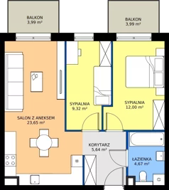 3 pokoje, mieszkanie 55,28 m², piętro 2, oferta nr M36, Bulwary Nideckiego, Oświęcim, ul. Andrzeja Nideckiego