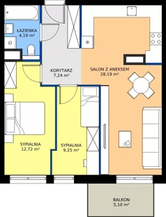 3 pokoje, mieszkanie 61,59 m², piętro 3, oferta nr M92, Bulwary Nideckiego, Oświęcim, ul. Andrzeja Nideckiego