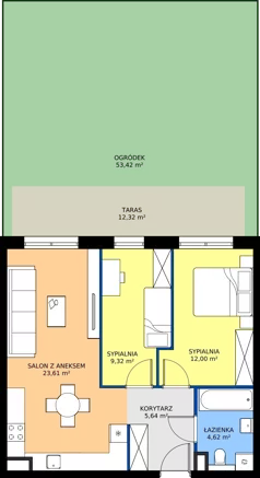 3 pokoje, mieszkanie 55,19 m², parter, oferta nr M11, Bulwary Nideckiego, Oświęcim, ul. Andrzeja Nideckiego