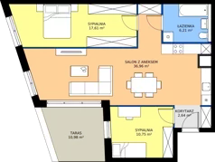 3 pokoje, mieszkanie 74,17 m², piętro 1, oferta nr M71, Bulwary Nideckiego, Oświęcim, ul. Andrzeja Nideckiego