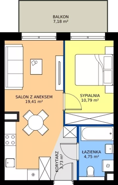 2 pokoje, mieszkanie 38,68 m², piętro 2, oferta nr M74, Bulwary Nideckiego, Oświęcim, ul. Andrzeja Nideckiego