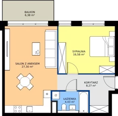 2 pokoje, mieszkanie 56,58 m², piętro 2, oferta nr M111, Bulwary Nideckiego, Oświęcim, ul. Andrzeja Nideckiego
