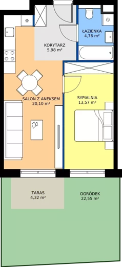 2 pokoje, mieszkanie 41,72 m², piętro 1, oferta nr M65, Bulwary Nideckiego, Oświęcim, ul. Andrzeja Nideckiego