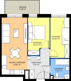3 pokoje, mieszkanie 53,14 m², piętro 2, oferta nr M37, Bulwary Nideckiego, Oświęcim, ul. Andrzeja Nideckiego