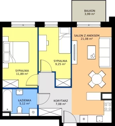 3 pokoje, mieszkanie 54,42 m², piętro 1, oferta nr M72, Bulwary Nideckiego, Oświęcim, ul. Andrzeja Nideckiego