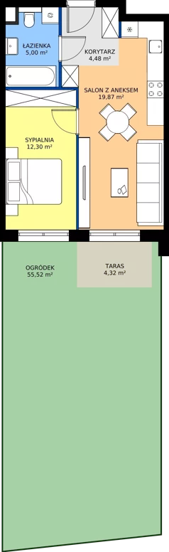 2 pokoje, mieszkanie 41,72 m², piętro 1, oferta nr M65, Bulwary Nideckiego, Oświęcim, ul. Andrzeja Nideckiego