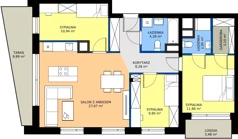 4 pokoje, mieszkanie 79,08 m², piętro 3, oferta nr 1.M40, Osiedle Saturna, Czeladź, ul. Karola Wilhelma Scheiblera