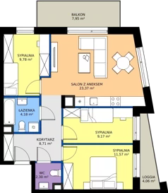 4 pokoje, mieszkanie 69,08 m², piętro 1, oferta nr 1.M22, Osiedle Saturna, Czeladź, ul. Karola Wilhelma Scheiblera