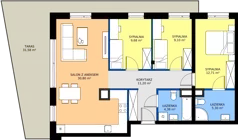 4 pokoje, mieszkanie 83,17 m², piętro 3, oferta nr 1.M41, Osiedle Saturna, Czeladź, ul. Karola Wilhelma Scheiblera