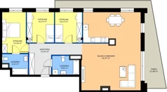 4 pokoje, mieszkanie 110,41 m², piętro 3, oferta nr 1.M44, Osiedle Saturna, Czeladź, ul. Karola Wilhelma Scheiblera