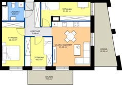 4 pokoje, mieszkanie 67,32 m², piętro 2, oferta nr 1.M36, Osiedle Saturna, Czeladź, ul. Karola Wilhelma Scheiblera