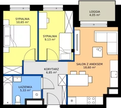3 pokoje, mieszkanie 50,56 m², piętro 3, oferta nr 2.M43, Osiedle Saturna, Czeladź, ul. Karola Wilhelma Scheiblera