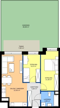 3 pokoje, mieszkanie 52,63 m², piętro 3, oferta nr 2.M39, Osiedle Saturna, Czeladź, ul. Karola Wilhelma Scheiblera