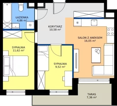 3 pokoje, mieszkanie 52,63 m², piętro 3, oferta nr 2.M39, Osiedle Saturna, Czeladź, ul. Karola Wilhelma Scheiblera