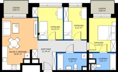 4 pokoje, mieszkanie 71,51 m², piętro 3, oferta nr 2.M42, Osiedle Saturna, Czeladź, ul. Karola Wilhelma Scheiblera