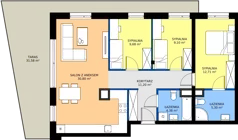 4 pokoje, mieszkanie 83,17 m², piętro 3, oferta nr 2.M41, Osiedle Saturna, Czeladź, ul. Karola Wilhelma Scheiblera