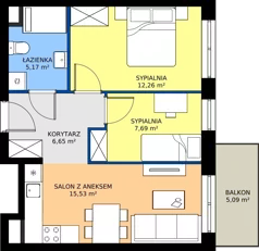 3 pokoje, mieszkanie 47,30 m², piętro 5, oferta nr M79, Zagórskie Tarasy, Sosnowiec, Zagórze, ul. Romana Dmowskiego 13D