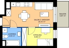 2 pokoje, mieszkanie 32,32 m², piętro 3, oferta nr M46, Zagórskie Tarasy, Sosnowiec, Zagórze, ul. Romana Dmowskiego 13D