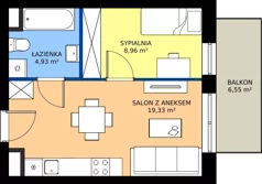 2 pokoje, mieszkanie 33,22 m², piętro 3, oferta nr M47, Zagórskie Tarasy, Sosnowiec, Zagórze, ul. Romana Dmowskiego 13D