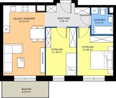 3 pokoje, mieszkanie 57,36 m², piętro 1, oferta nr M127, Zagórskie Tarasy, Sosnowiec, Zagórze, ul. Romana Dmowskiego 13D