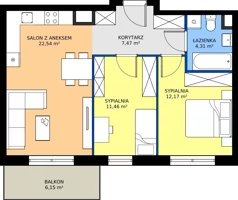 3 pokoje, mieszkanie 57,95 m², piętro 4, oferta nr M138, Zagórskie Tarasy, Sosnowiec, Zagórze, ul. Romana Dmowskiego 13D